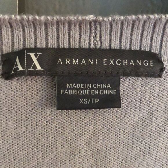 Armani Exchange gray and red stripedV-neck cardigan cropped sweater.xs - Picture 2 of 4